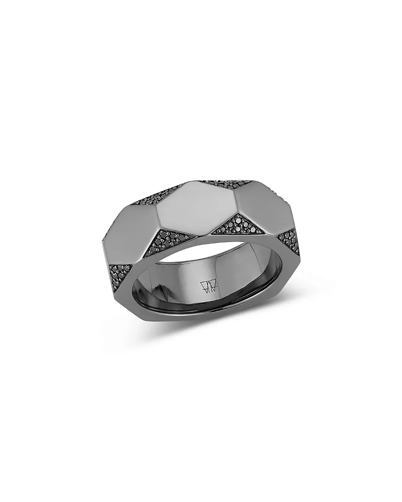 Walters Faith Men's 18K Black Gold Quentin Black Diamond Pave Hexagon Band