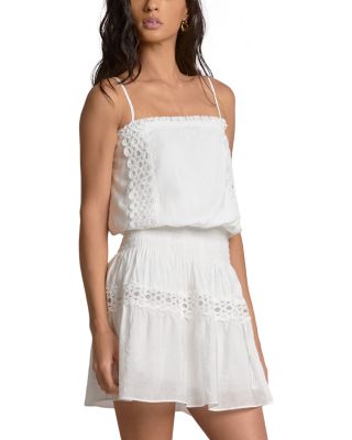 Embroidered Smocked Waist Swim Cover Up Dress