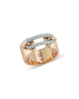 18K Rose Gold Morrell Diamond Elongated Oval Link Cuff Ring