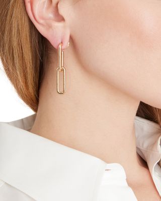 Elongated Chain Link Drop Earrings in 18K Rose Gold