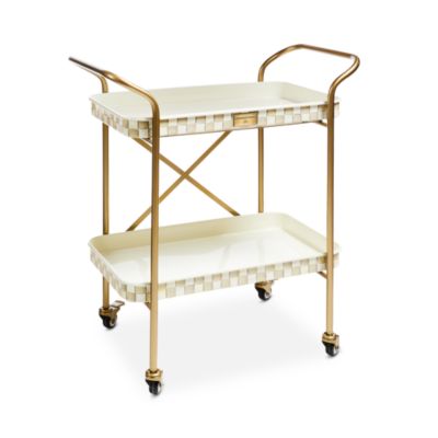 Mocha Check 2 Tier Kitchen Cart
