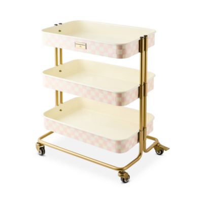 Rosy Check 3 Tier Kitchen Cart