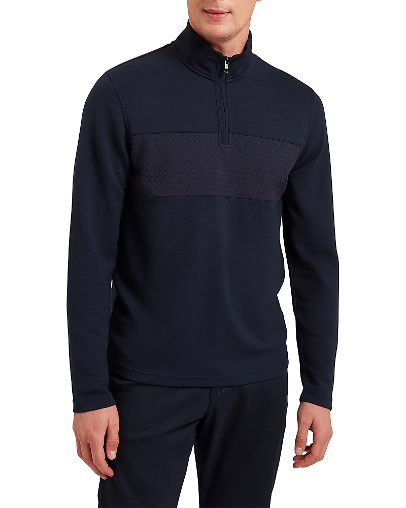 Ted Baker Simonea Textured Panel Half Zip Sweatshirt In Blue