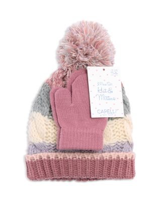 Girls' Cable Knit Pom Beanie & Mittens Set - Baby
