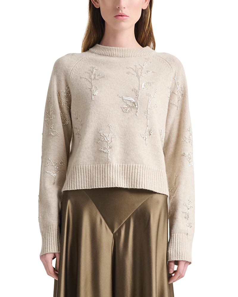 Altuzarra Paulie Beaded Crewneck Sweater In Animal Print