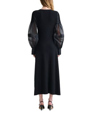 Carino Balloon Sleeve Silk Dress