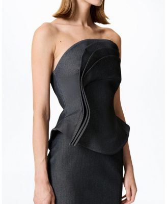  Strapless Ruffled Bustier Top