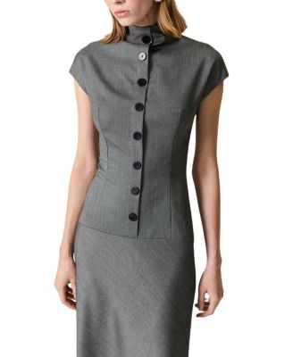  Button Accent High Neck Maxi Dress