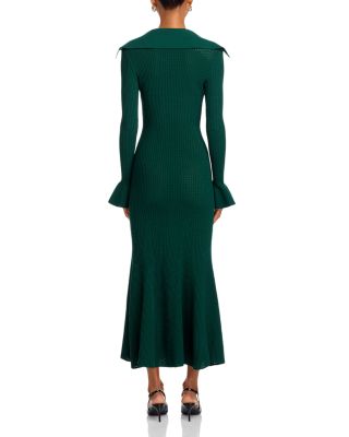 Ruffled Cuff Wide Neck Dress