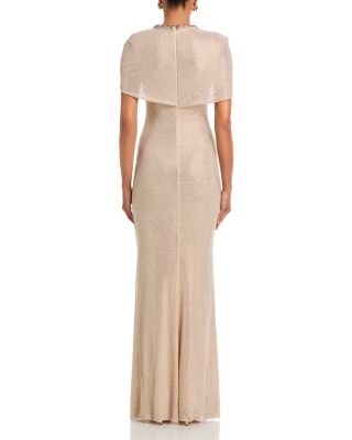 Rhinestone Cape Gown