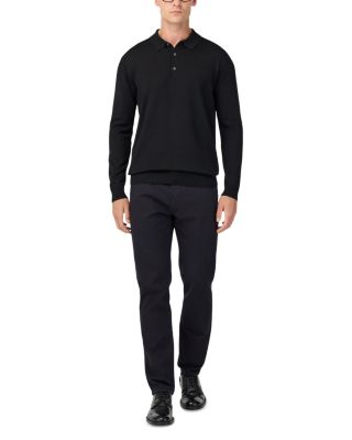 Extrafine Merino Wool Long Sleeve Knitted Polo Shirt