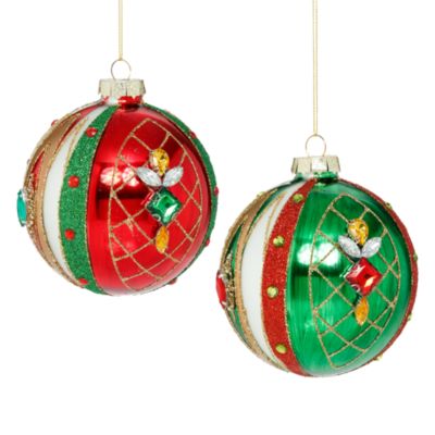 Glass Jeweled Harlequin Ornament, Set of 6