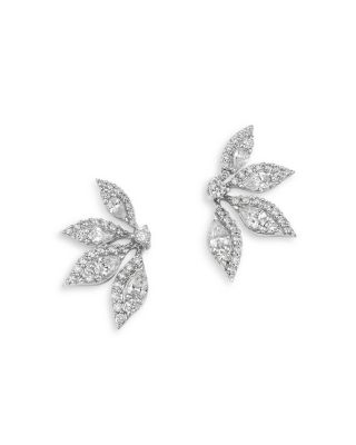 Diamond Flower Stud Earrings in 14K White Gold, 1.10 tcw