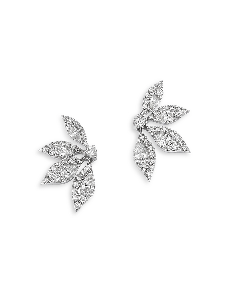 Bloomingdale's Fine Collection Diamond Flower Stud Earrings In 14k White Gold, 1.10 Tcw In Metallic