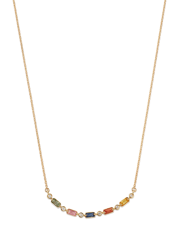 Bloomingdale's Fine Collection Multi Sapphire & Diamond Necklace in 14K Yellow Gold, 18