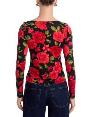 Rose Jersey Scoop Neck Top - Exclusive
