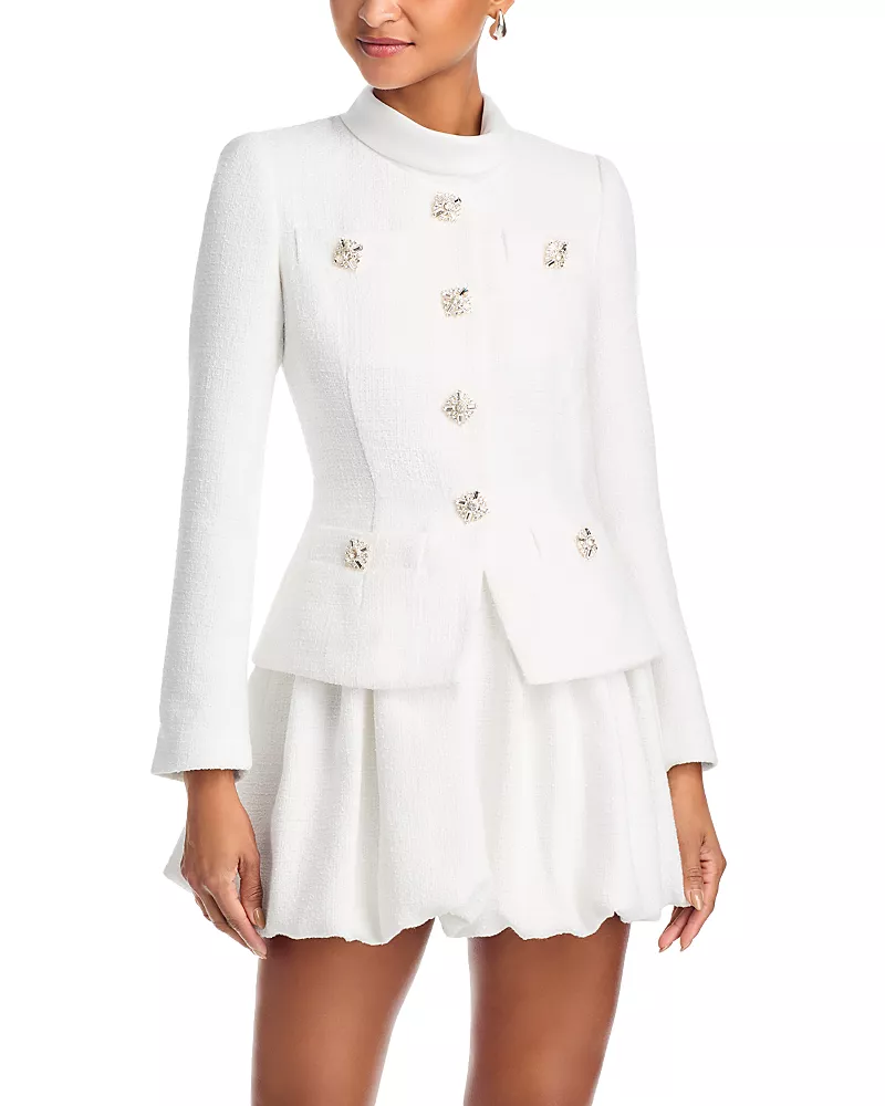 Self-Portrait Boucle Collared Mini Dress