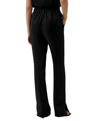  Silk Straight Leg Trousers with Side Slit