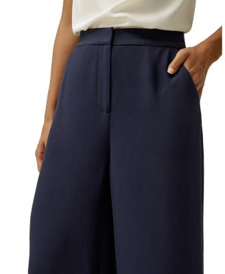 Silk Wide Leg Tailored Pant with Mid Rise