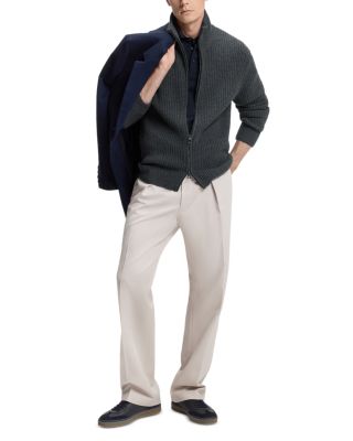 Hilustre Ribbed Zip Front Sweater