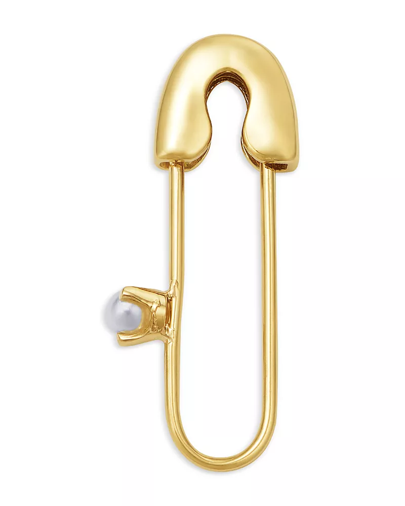 Zoe Chicco 14K Yellow Gold Baroque & White Pearls Cultured Freshwater Pearl Safety Pin Single Hoop Earring
