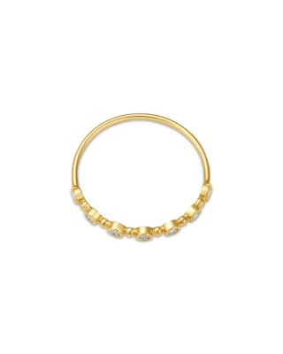 14K Yellow Gold Bezel Diamonds Diamond Bead Ring