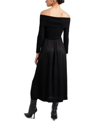 Off-the-Shoulder Combo Midi Dress
