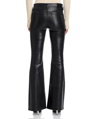 Flexi Dahlia Mid Rise Full Flare Jeans in Black Coated