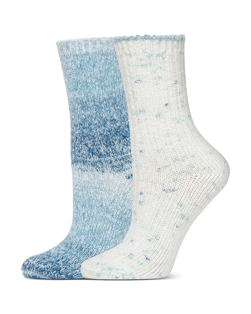 Hue Striped Tweed Cozy Crew Sock, Pack Of 2 In Blue