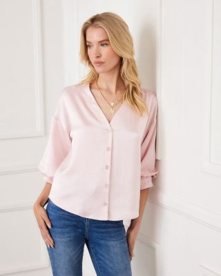 Lantern Sleeve Satin Shirt
