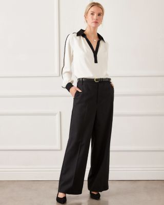 Rhinestone Embellished Wide Leg Trousers