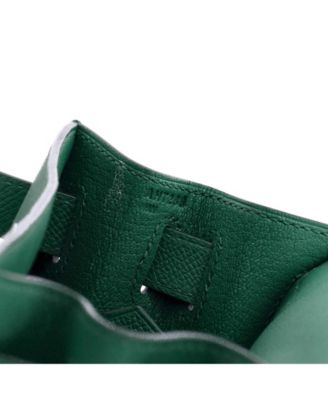  Kelly 28 Handbag Green Epsom with Palladium Hardware