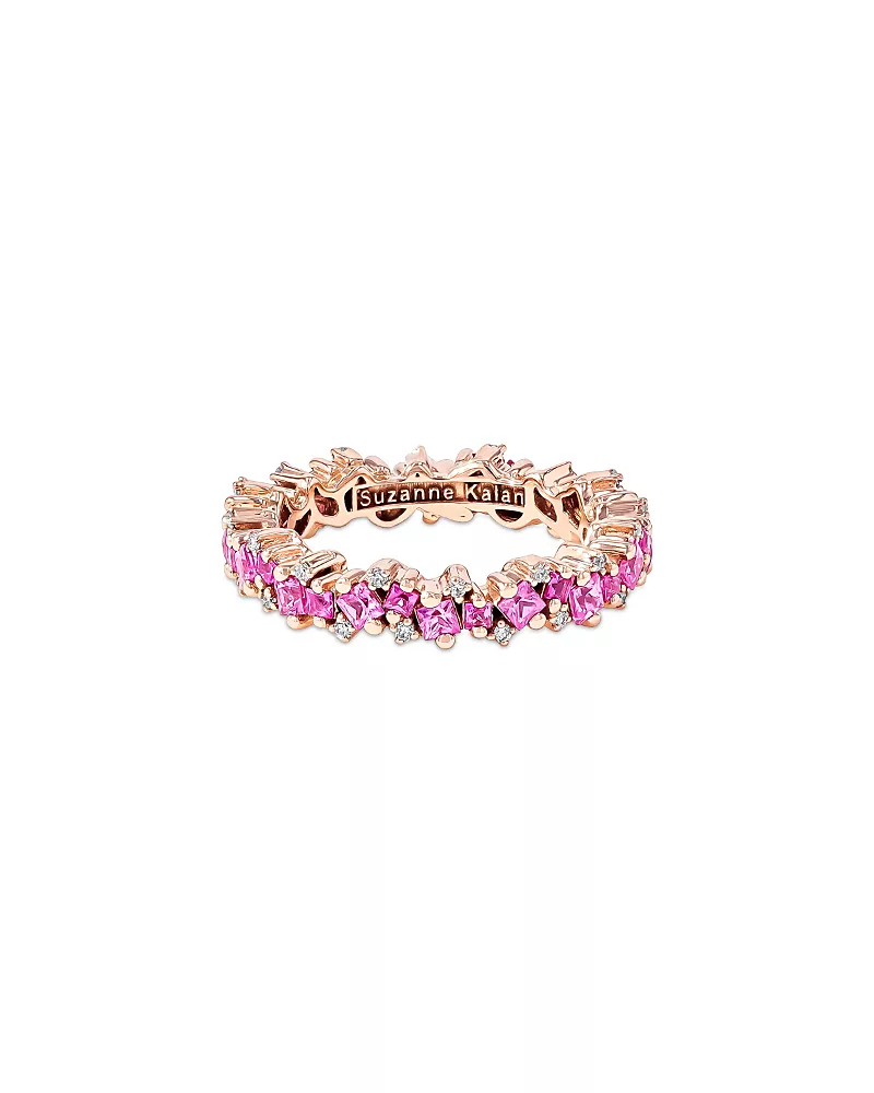 Suzanne Kalan 18K Rose Gold Pink Sapphire & Diamond Eternity Band