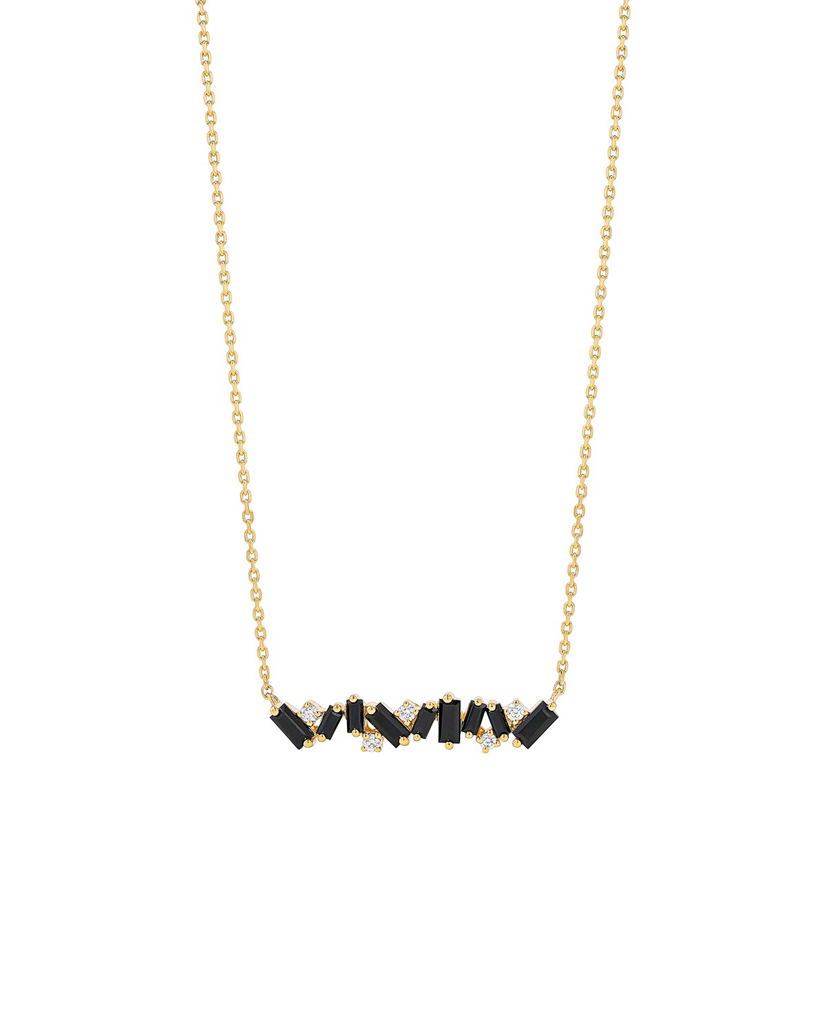 Suzanne Kalan 18K Yellow Gold Frenzy Black Sapphire & Diamond Bar Necklace, 16-18
