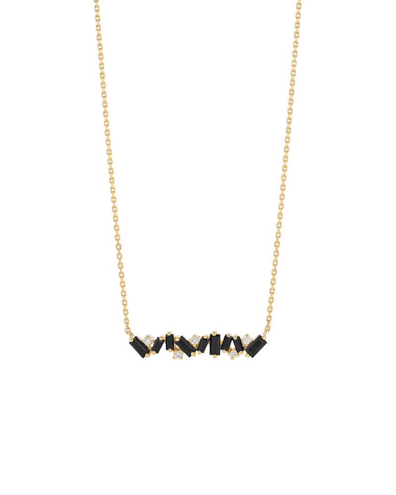 Suzanne Kalan 18K Yellow Gold Frenzy Black Sapphire & Diamond Bar Necklace, 16-18