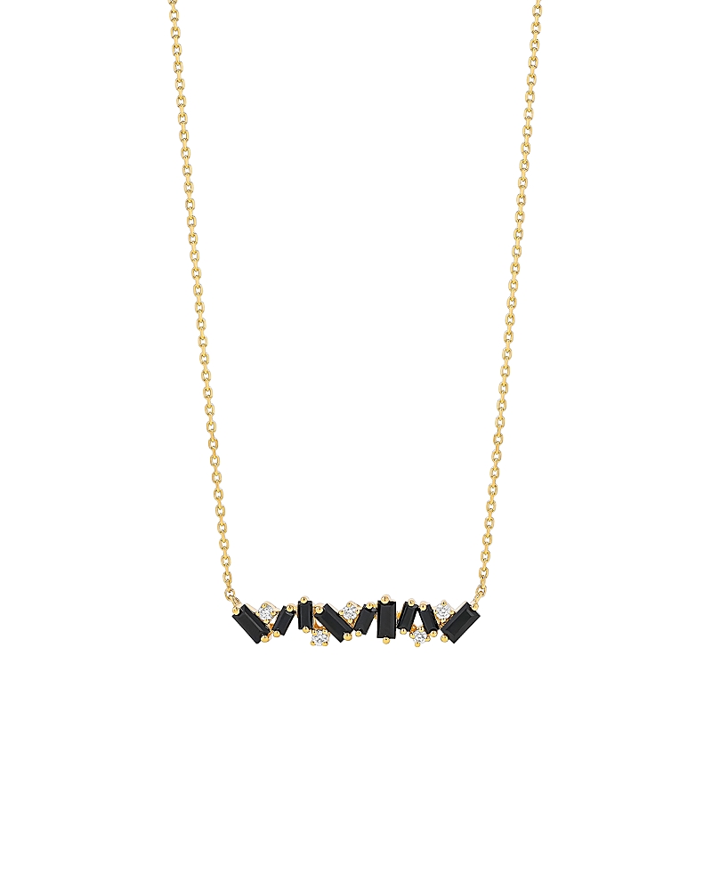 Suzanne Kalan 18K Yellow Gold Frenzy Black Sapphire & Diamond Bar Necklace, 16