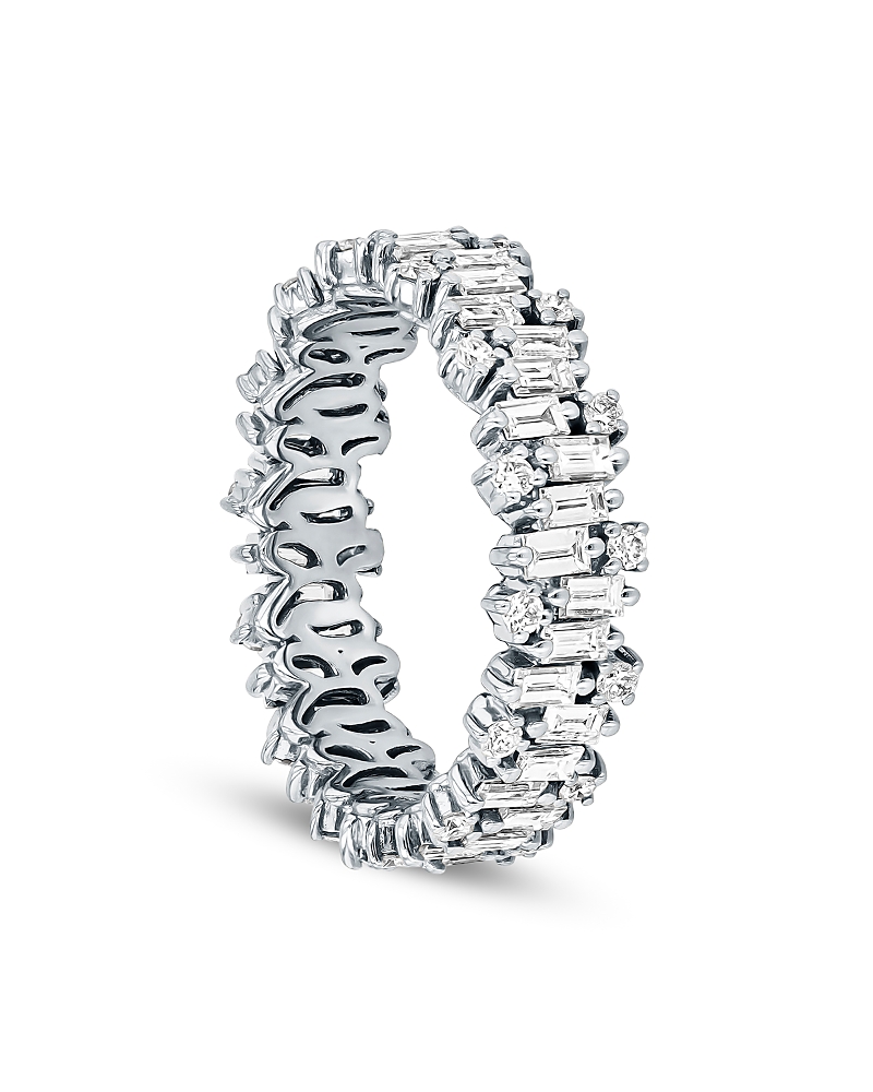 Suzanne Kalan Classic Diamond Shimmer Eternity Band Ring in 18K White Gold, 1.16 tcw
