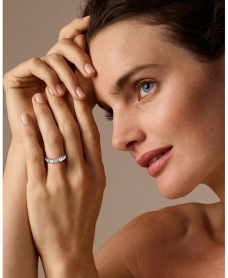  Bezel Eternity Band in Platinum, 3ctw Emerald Lab Grown Diamonds