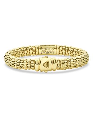 18K Yellow Gold Caviar Gold Diamond Pav&eacute; Station Beaded Bracelet