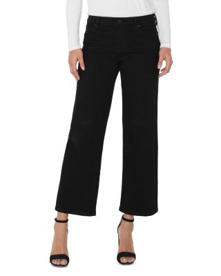 Stride High Rise Cropped Wide Leg Jeans in Black Rinse