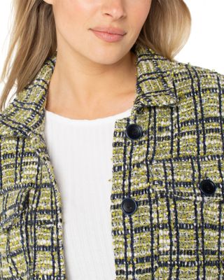 Plaid Boucl&eacute; Shirt Jacket