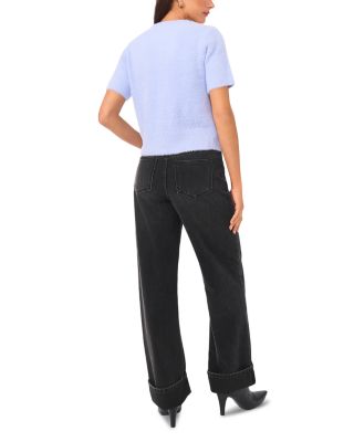 Eyelash Texture Short Sleeve Cardigan