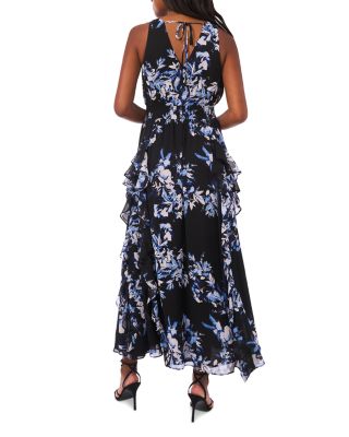 Sleeveless V Neck Ruffle Maxi Dress