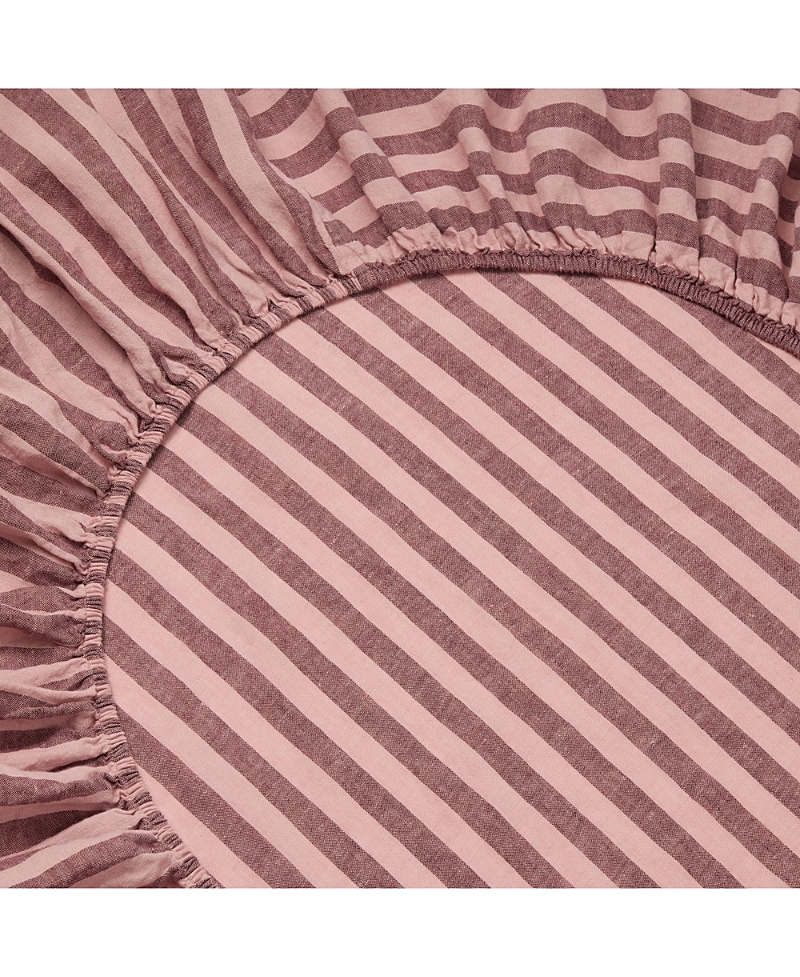 Piglet In Bed Pembroke Stripe Linen Fitted Sheet, Full