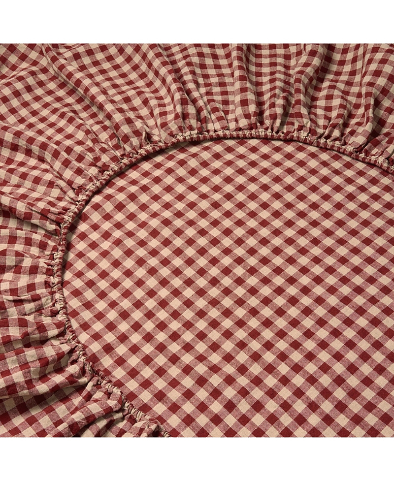 Piglet In Bed Gingham Linen Fitted Sheet, Twin