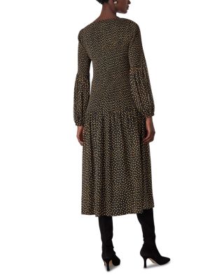 Spot Print Pliss&eacute; Midi Dress