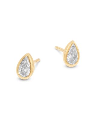 Luxe Collection Certified Lab Grown Diamond Pear Bezel Stud Earrings in 14K Yellow Gold, 0.5 tcw