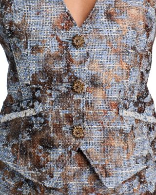 Foil Printed Tweed Vest