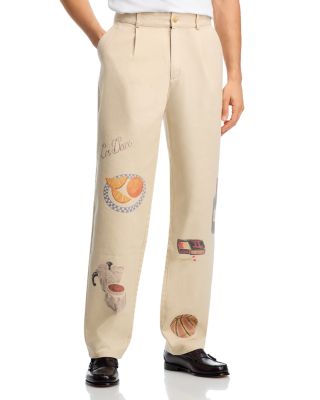 Romeo Pleated Canvas Graphic Pants