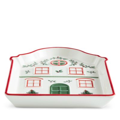 Christmas Tree Christmas Village Red Tidbit Tray
